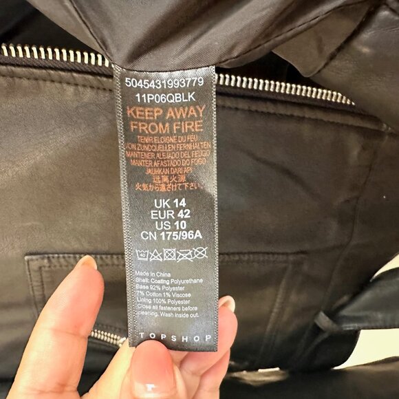 Topshop Faux Leather Belted Biker Jacket - Picture 7 of 10